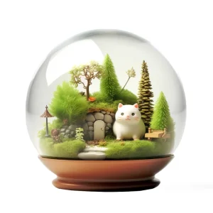 สวนขวดแก้วพร้อมแมวเหมียว