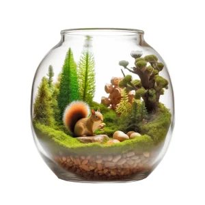 สวนขวดแก้วพร้อมกระรอก